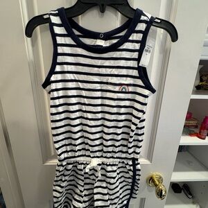 Striped Sleeveless Romper with Rainbow Patch